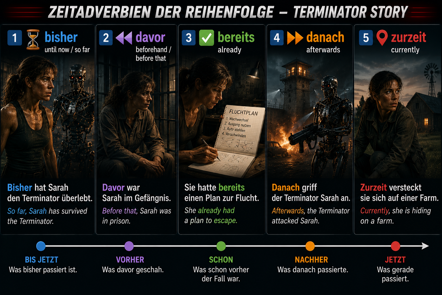 Table of German time-sequence adverbs (before/after/already)