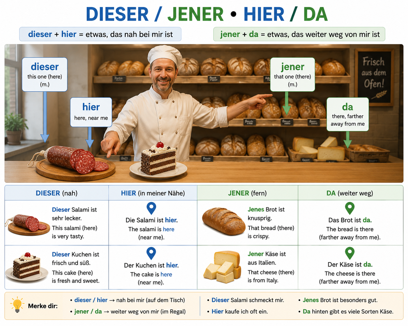 Illustration of German demonstrative pronouns (der/die/das)