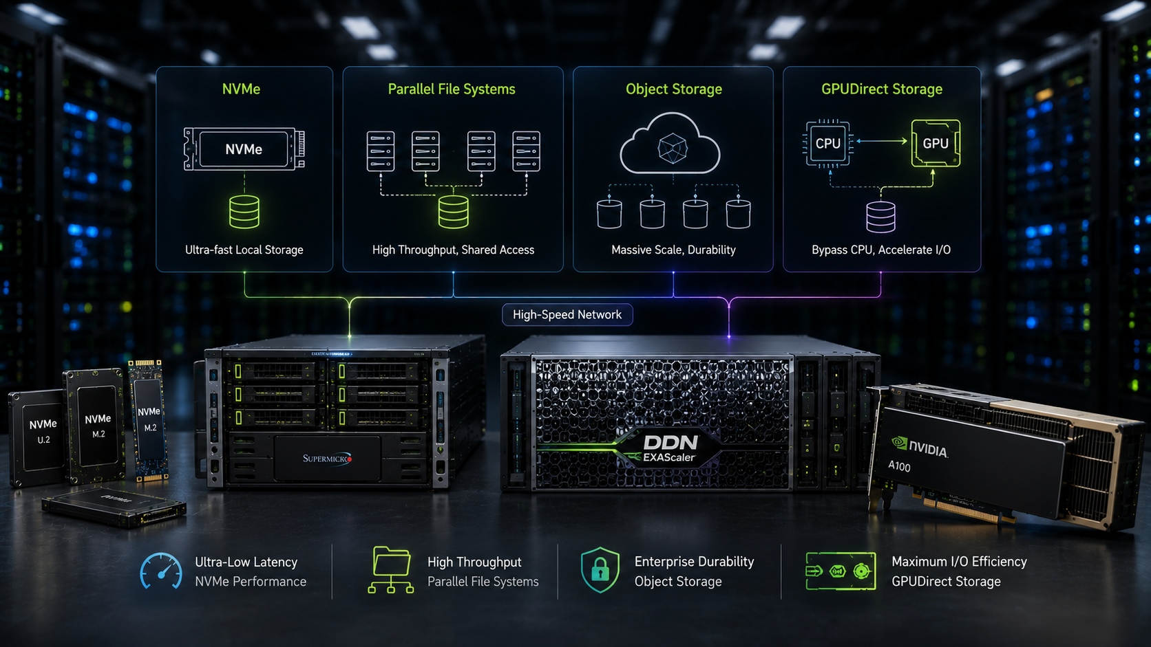 Cover Image for AI Infra Storage: NVMe, Parallel File Systems, Object Storage, and GPUDirect Storage