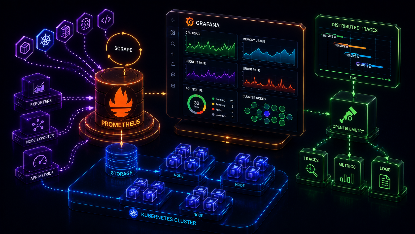 Cover Image for Cloud Native Observability: Prometheus, Grafana, OpenTelemetry, and Tracing