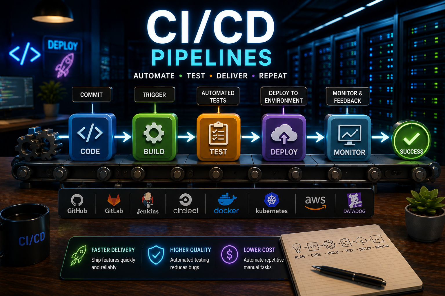 Cover Image for CI/CD Pipelines: From Commit to Production