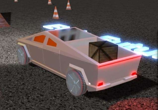 Drive a 3D Tesla Cybertruck with real-time physics, collisions, and PBR materials.