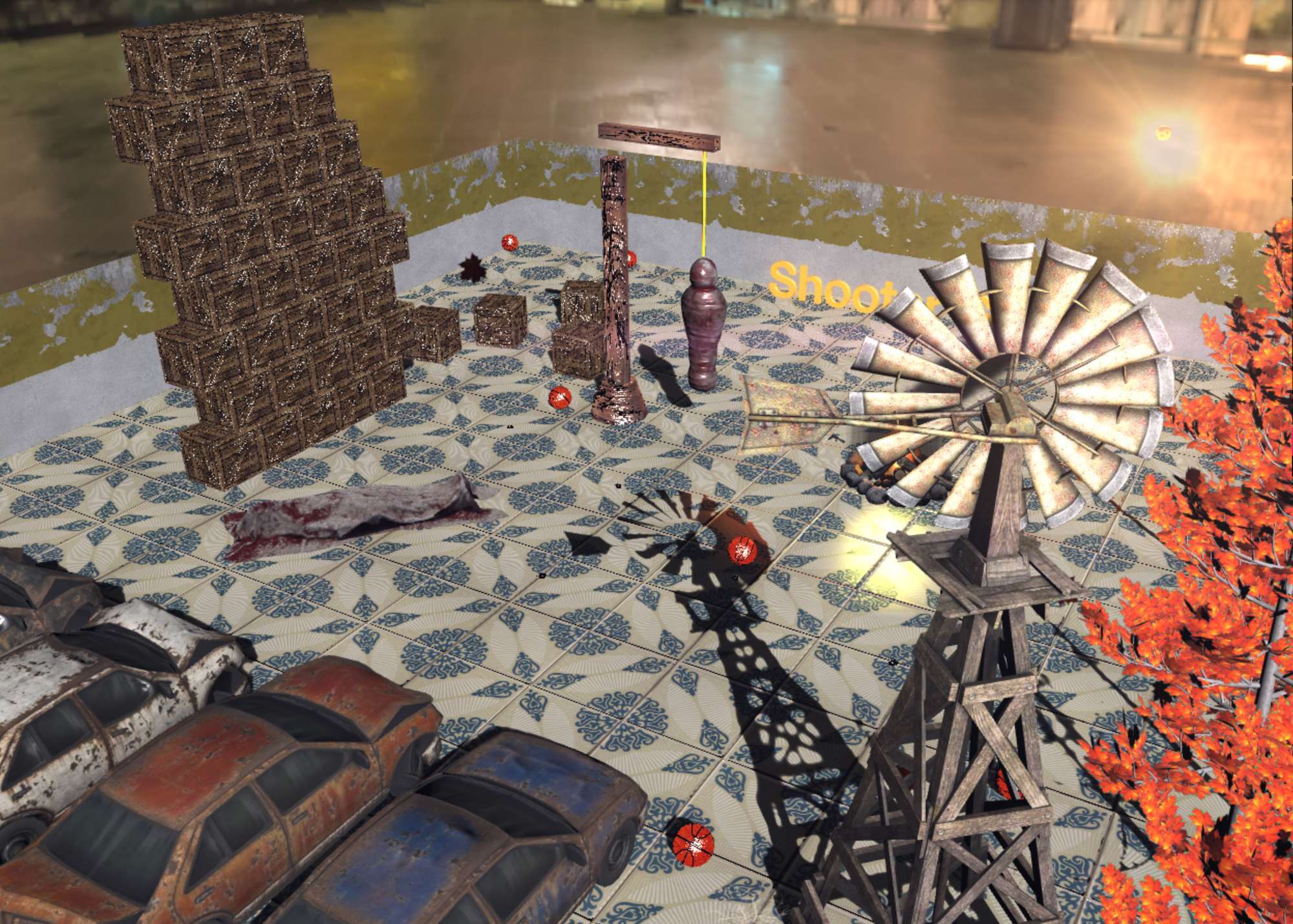 A browser-based 3D shooter featuring physics-driven movement and character animations.